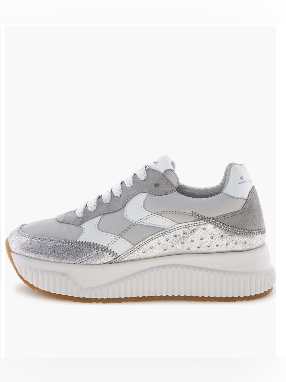 VOILE BLANCHE Lana Fresh Metallic Sneaker in Silver Grey